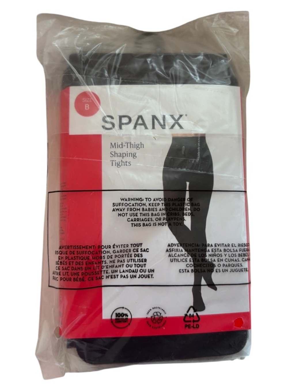SPANX Very Black Mid-Thigh Shaping Tights Size B NEW NWT